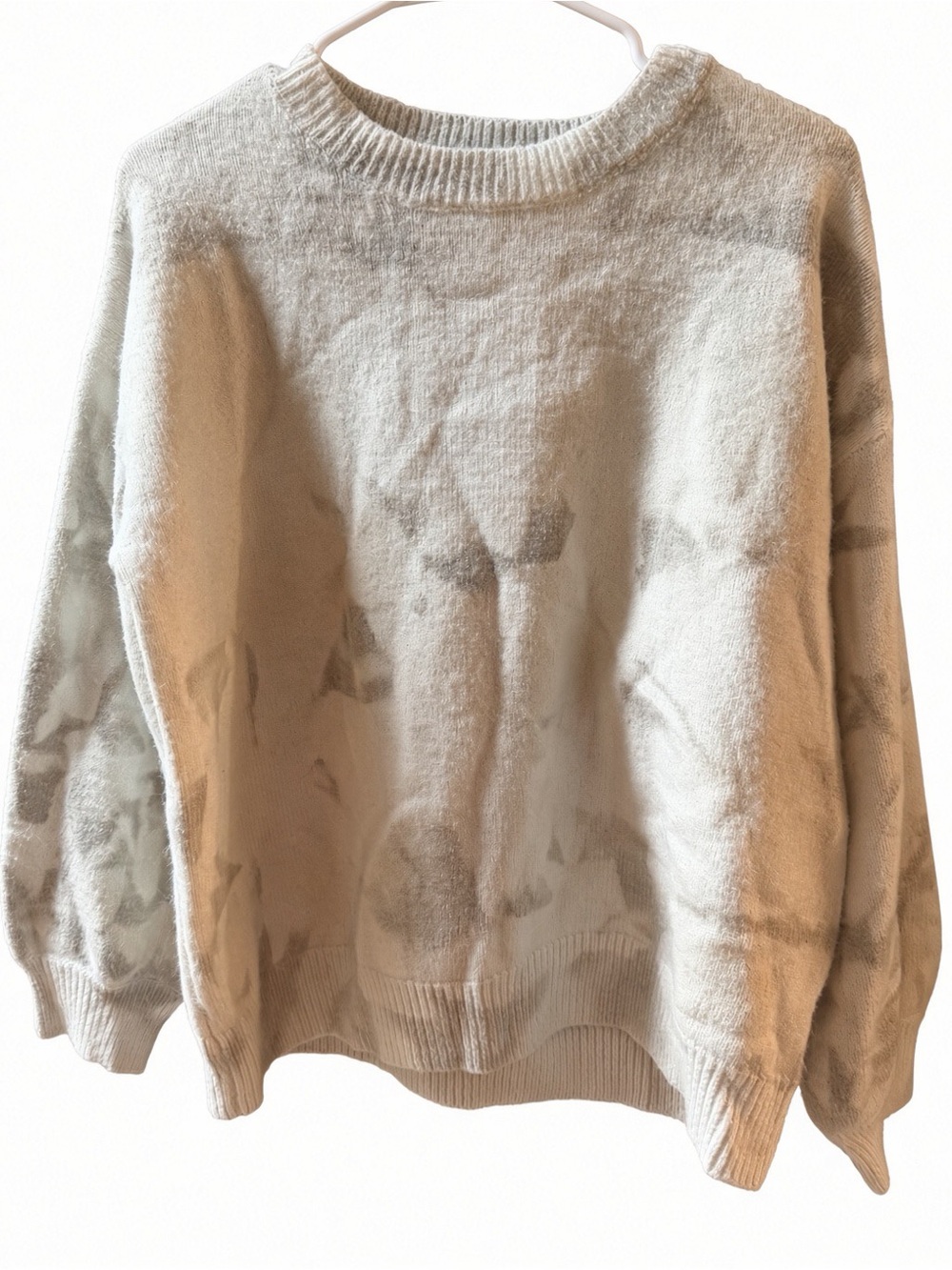 POL Oversized Tie Dye Crewneck Sweater Soft Knit Earthy Taupe Gray M